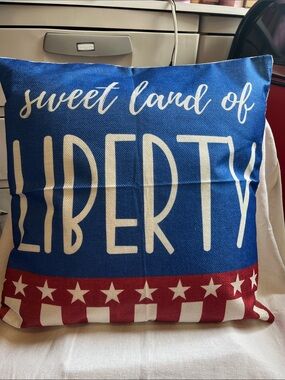 Sweet Land of Liberty Patriotic Throw Pillow - Blue, Red, White
